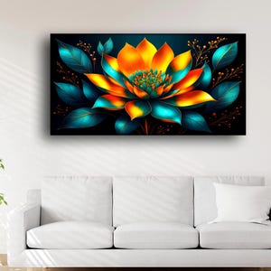 Tempered Glass Wall Art, Extra Large Wall Decor, Living Room Home Decor, Flowers Glass Painting, Decor for Bedroom, Housewarming Gift