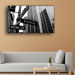 Art mural en verre trempé, très grande décoration murale, décoration de salon, Broadway, décoration à sens unique pour chambre à coucher, cadeau de pendaison de crémaillère,