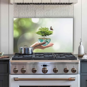Personalized Tempered Glass Stove Backsplash: Kitchen Decor, Chopping Board