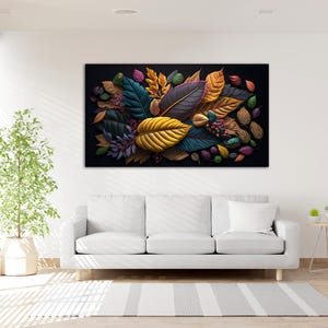 Tempered Glass Wall Art, Extra Large Wall Decor, Living Room Home Decor, Flowers Glass Painting, Decor for Bedroom, Housewarming Gift