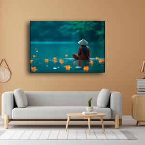 Tempered Glass Wall Art, Extra Large Wall Decor, Living Room Home Decor, Flowers Glass Painting, Decor for Bedroom, Housewarming Gift