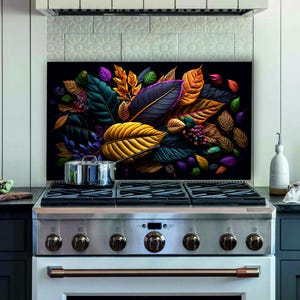 Dosseret de poêle en verre trempé, Carrelage pour dosseret de cuisine, Planche à découper, Planche à nouilles, Décoration de cuisine, Couvercle arrière de poêle, Couvercle de dessus de cuisinière