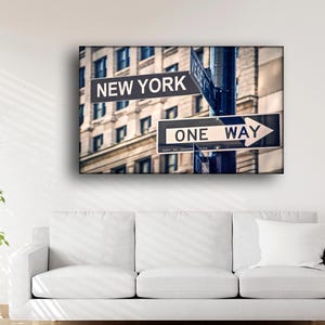 Art mural en verre trempé, très grande décoration murale, décoration de salon, New York, aller simple pour chambre à coucher, cadeau de pendaison de crémaillère,