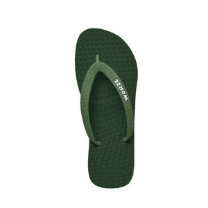 Forest Green Flip Flops Non plastic, natural rubber flip flops, hand made in the UK by WorzlFootwear image 6