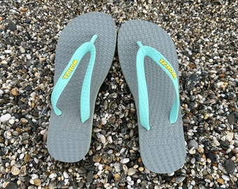 Light Grey Flip Flops - Non plastic, natural rubber flip flops hand made in the UK by WorzlFootwear