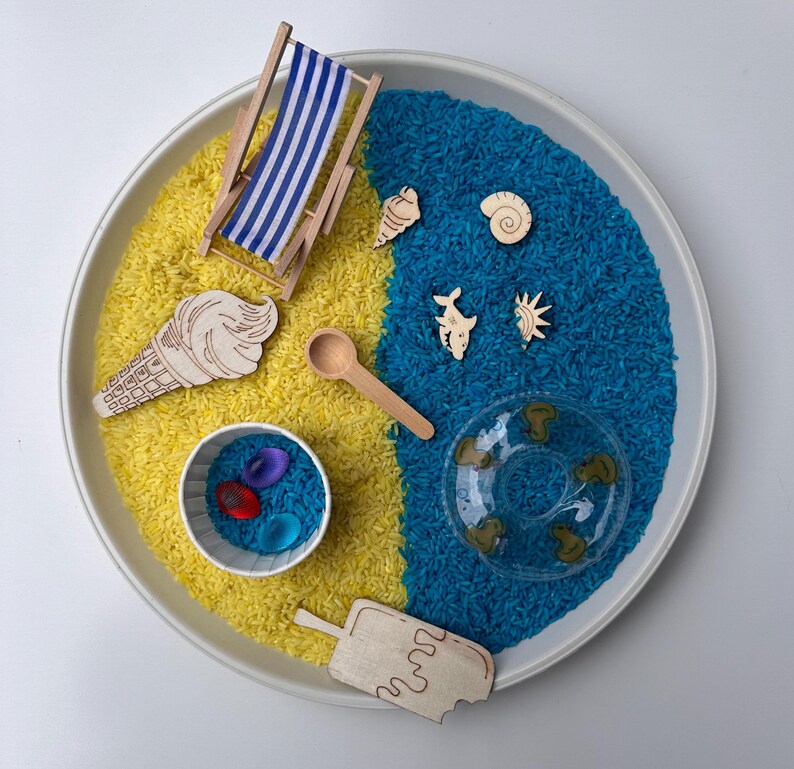 Beach Sensory Rice Kit: Summer Tuff Tray Activity - Etsy UK