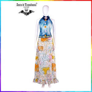 Haute Couture Dress, Luxury High Fashion Designer Collection, Woman Prom Elegant Ladies Clothing, Button Top Skirt Gown