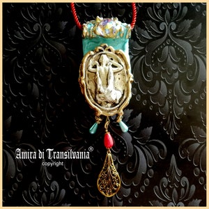 Collana Belle Epoque, ciondolo Art Déco Art Nouveau Liberty, ciondolo per gioielli di lusso Collier con perle e filigrana di cristallo