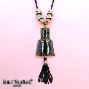 Art Deco Necklace, Art Nouveau Pendant, Liberty Jewelry Collier, Crystal Fringes Jewellery, Luxury Vintage Style Choker