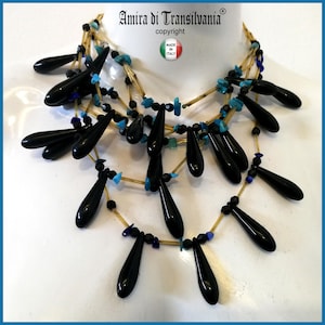 Collana di perle con gocce a strati, gioielli di tendenza con colletto lariat, gioielli girocollo con pietre di strass, bavaglino di lusso elegante