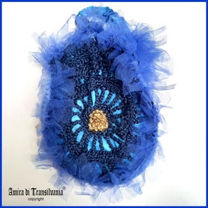 Blumarine Bag Crochet Hand Bag, Designer Handbag Tulle Couture Faux Fur, Luxury Embroidered Extravagant Fashion Glamour