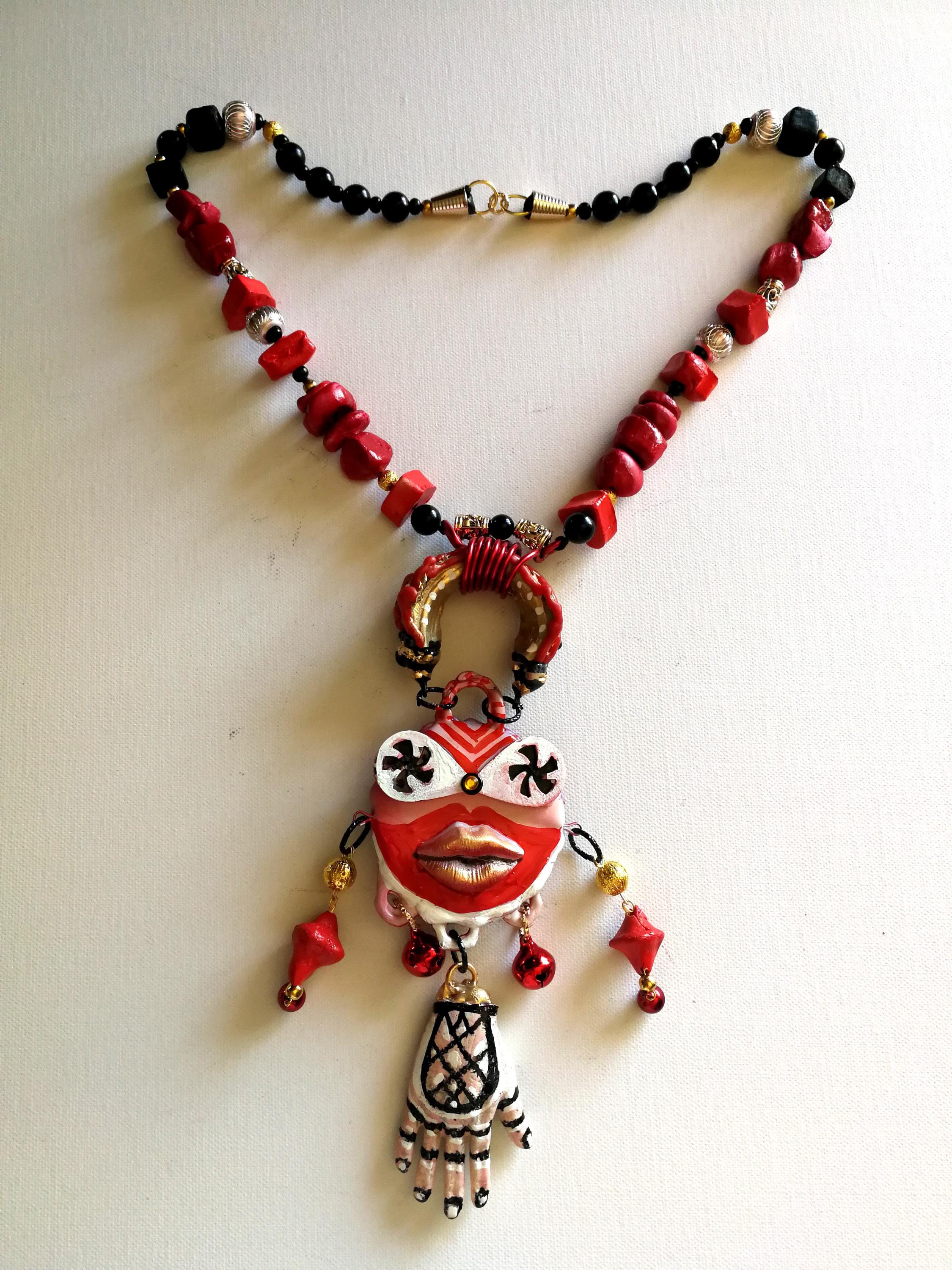 Tribal Jewelry Ainu Tribe, Japanese Folk Chunky Pendant, Helping