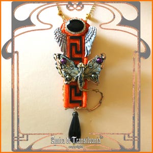 Falena lunare, ciondolo a farfalla con collana Art Déco, amuleto della libertà con gioielli da strega, ciondolo con pietre preziose in cristallo di ossidiana nera