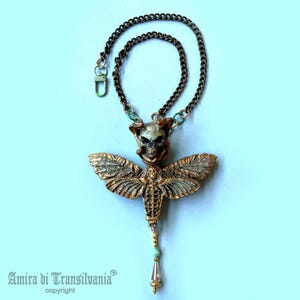 Schmetterling Schädel, Mond Motte Anhänger, Luna Motte Halskette Schmuck, Victorian Gothic Amulett Charme, Steampunk Punk Rock Lätzchen