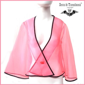 Organza Blouse, Sheer Jacket Couture, Woman Transparent Cardigan Bolero Summer Blazer, Classic 60&#39;s Clothes Designer