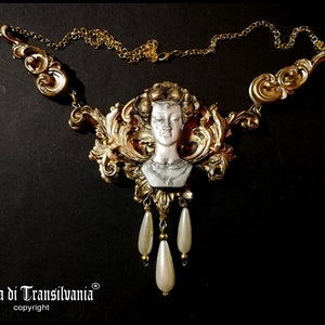 Collana Art Déco, pendente Art Nouveau, collier Liberty Jewelry, perle di gioielli barocchi, girocollo di lusso in stile vintage