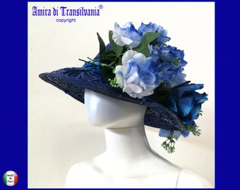 Sombrero Fascinator, Sombrero de Paja de Mujer Flores Elegantes, Kentucky Derby Royal Ascot, Tocado de Damas Boda Fiesta de Té de Verano