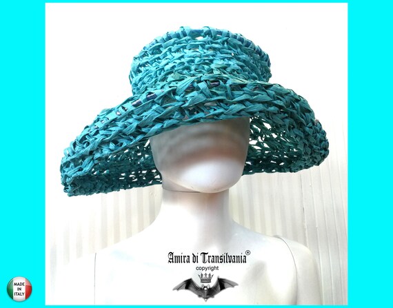 Handmade Turquoise Straw Fascinator Hat, Royal Ascot  display picture 2