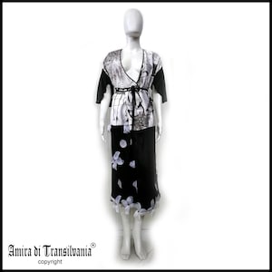 Dressing Gown, Haute Couture Dress, Black & White Luxury Embroidered Flower, Fashion Designer Prom Elegant Ladies Clothes