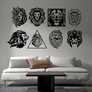 Lion découpé au laser dxf fichiers Glowforge svg art mural sticker vinyle autocollant silhouette modèle CNC découpe routeur vecteur numérique téléchargement immédiat