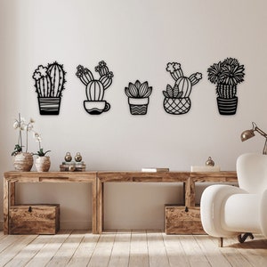 Cactus Desert Plant corte láser dxf svg Glowforge archivos pared pegatina silueta plantilla cnc corte router vector digital descarga instantánea
