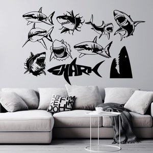 Shark laser cut dxf svg glowforge files wall art sticker vinly decal silhouette template cnc cutting router digital vector instant download