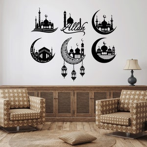 Moschee Kaaba Mond Laser geschnitten Dxf Glühlampe Dateien islamische Wandkunst Aufkleber Kontur Vorlage CNC-Schneidefräser Digital Sofort Download