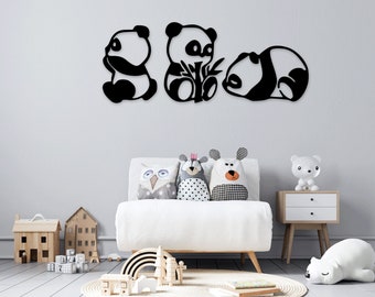 Giant Panda Bear laser cut dxf svg glowforge files wall art sticker vinly decal silhouette template cnc cutting router instant download