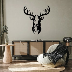 Deer laser cut dxf svg glowforge files wall art sticker vinly decal silhouette template cnc cutting router digital vector instant download