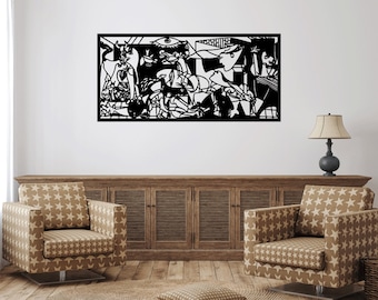 Guernica Pablo Picasso laser cut dxf svg glowforge files wall sticker vinly decal silhouette template cnc cutting router instant download