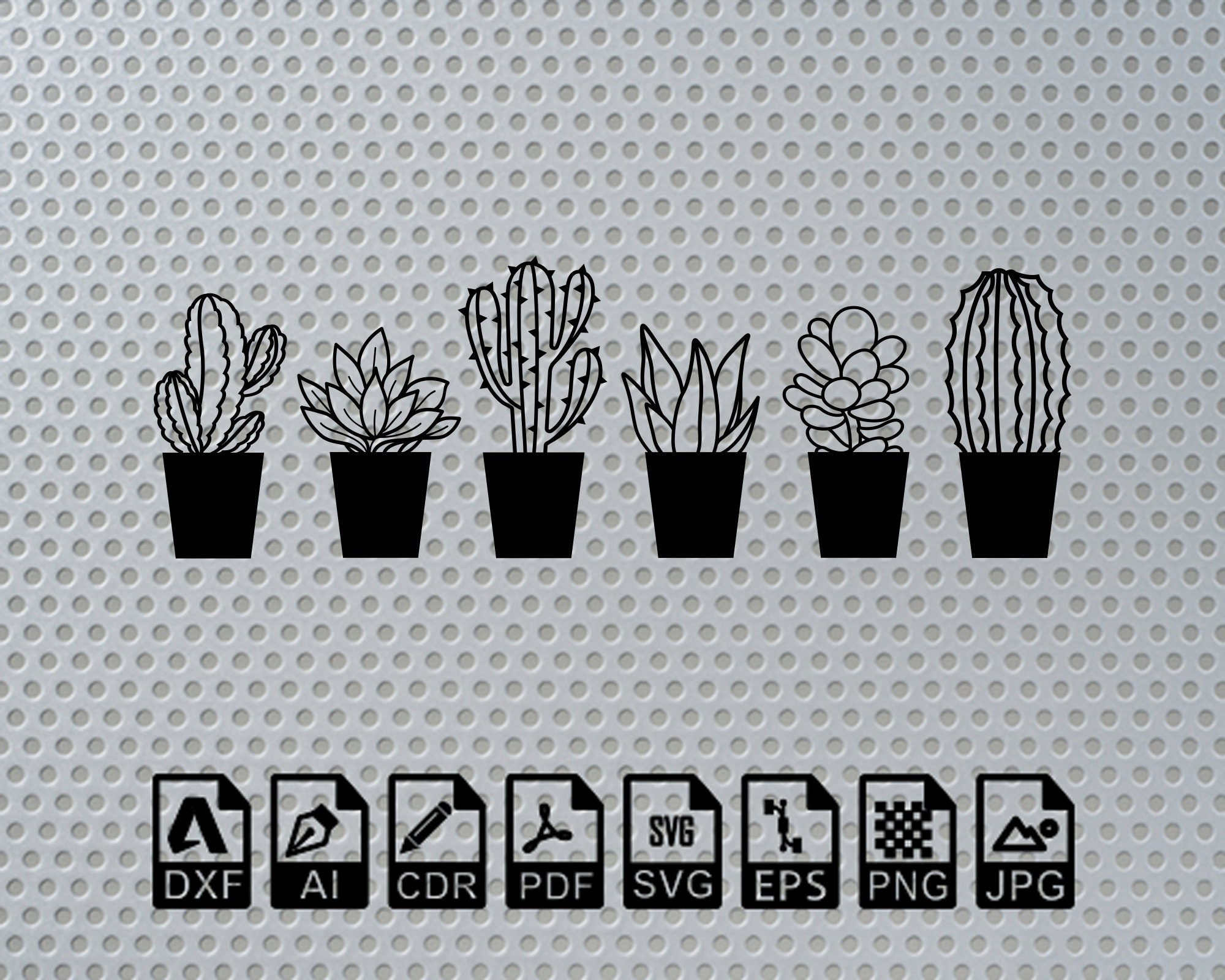 Cactus Desert Plant Laser Cut Dxf Svg Glowforge Files Wall Sticker ...
