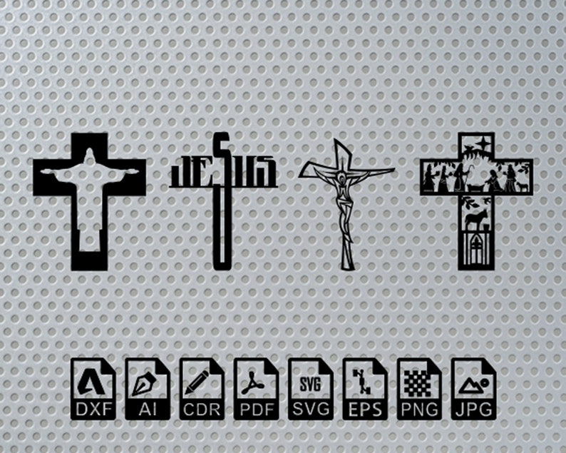 Jesus Cross Christian Laser Cut Dxf Svg Glowforge Files Wall Art ...