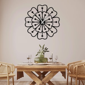 Flower Wall Clock SVG DXF Cut File – Laser Cut Clock Template – Digital Download for CNC, Glowforge, Metal Wood Wall Art Design