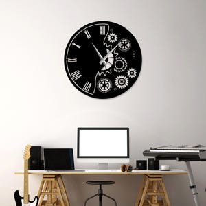 Gear Wall Clock SVG DXF Cut File – Laser Cut Clock Template – Digital Download for CNC, Glowforge, Metal Wood Wall Art Design