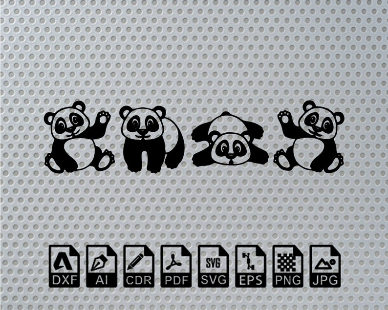 Panda Animal Laser Cut Dxf Svg Glowforge Files Wall Art Sticker Vinly ...