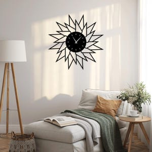 Sun Wall Clock SVG DXF Cut File – Laser Cut Clock Template – Digital Download for CNC, Glowforge, Metal Wood Wall Art Design