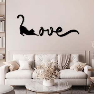 Cat Love corte láser dxf svg Glowforge archivos pared pegatina vinly calcomanía silueta plantilla cnc corte router vector digital descarga instantánea