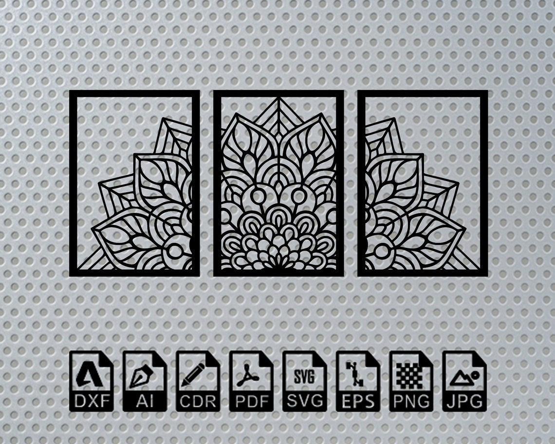 Mandala Lotus Laser Cut Dxf Svg Glowforge Files Wall Sticker Vinly ...