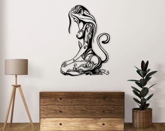 Floral Ivy Woman laser cut dxf svg glowforge files wall art sticker silhouette template cnc cutting router digital vector instant download
