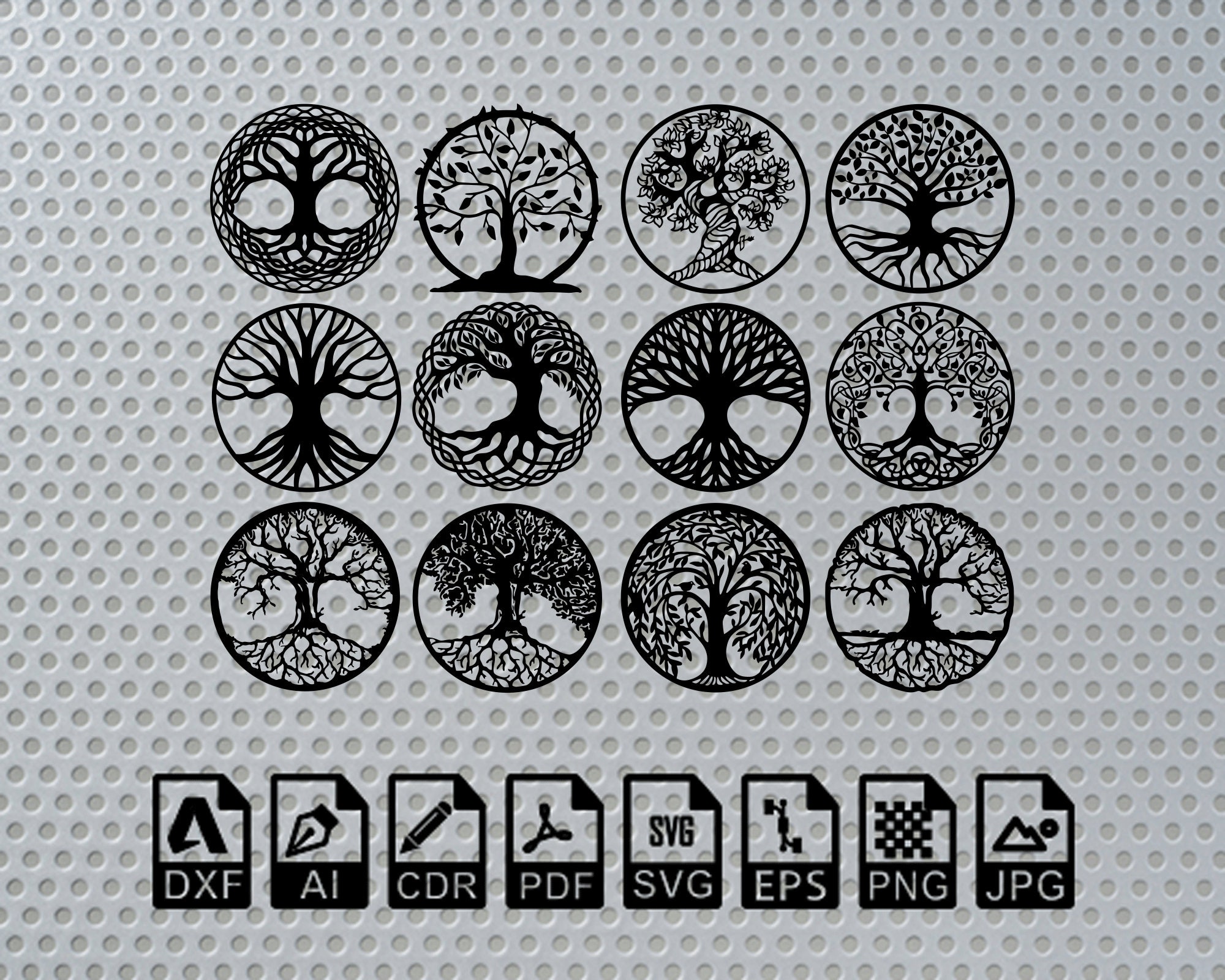 Tree of Life Laser Cut Dxf Svg Glowforge Files Wall Art Sticker Decal ...
