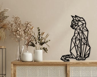 Cat Geometric laser cut dxf svg glowforge files wall art sticker vinly decal silhouette template cnc cutting router digital instant download