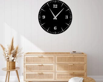 Archivo de corte SVG DXF de reloj de pared - Plantilla de reloj cortada a láser - Descarga digital para CNC, Glowforge, diseño de arte mural de madera y metal