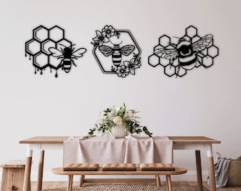 Bee Honey laser cut dxf svg glowforge files wall art sticker vinly decal silhouette template cnc cutting router digital instant download