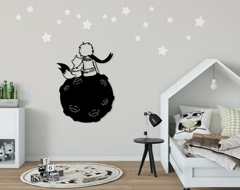 Little Prince Fox laser cut dxf svg cdr glowforge files wall art sticker vinly decal silhouette template cnc cutting router instant download