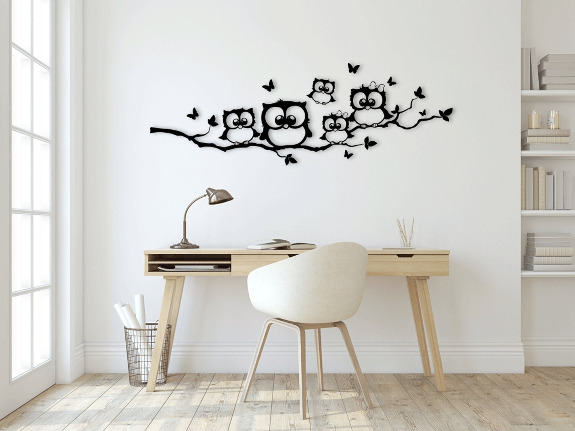 Owl Branch laser cut dxf svg glowforge files wall sticker vinly decal silhouette template cnc cuttin