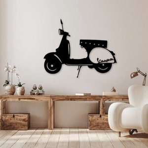 Vintage Retro Scooter Motorrad Laser cut dxf svg glowforge Dateien Wandkunst Aufkleber Silhouette Vorlage CNC Schneidefräser Fräser Sofortdownload