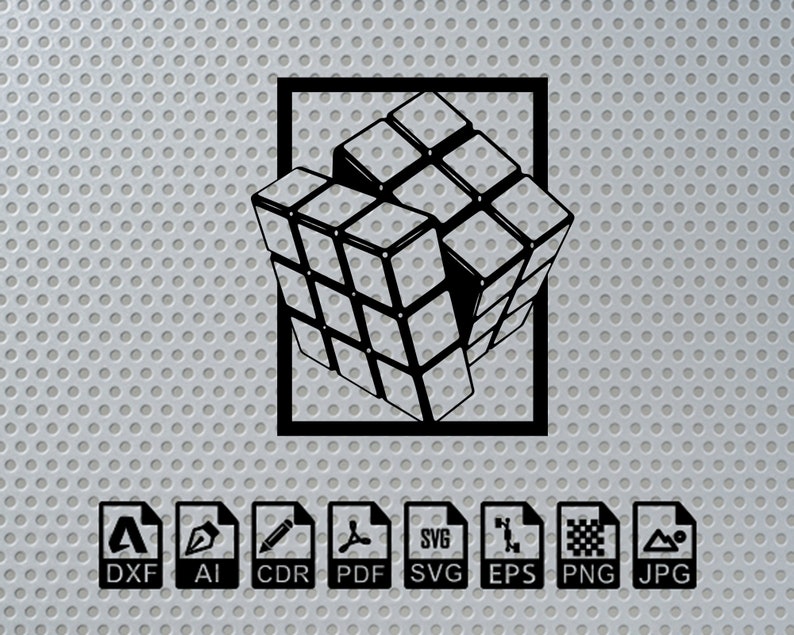 Rubik's Cube Laser Cut Dxf Svg Glowforge Files Wall Art Sticker Vinly ...