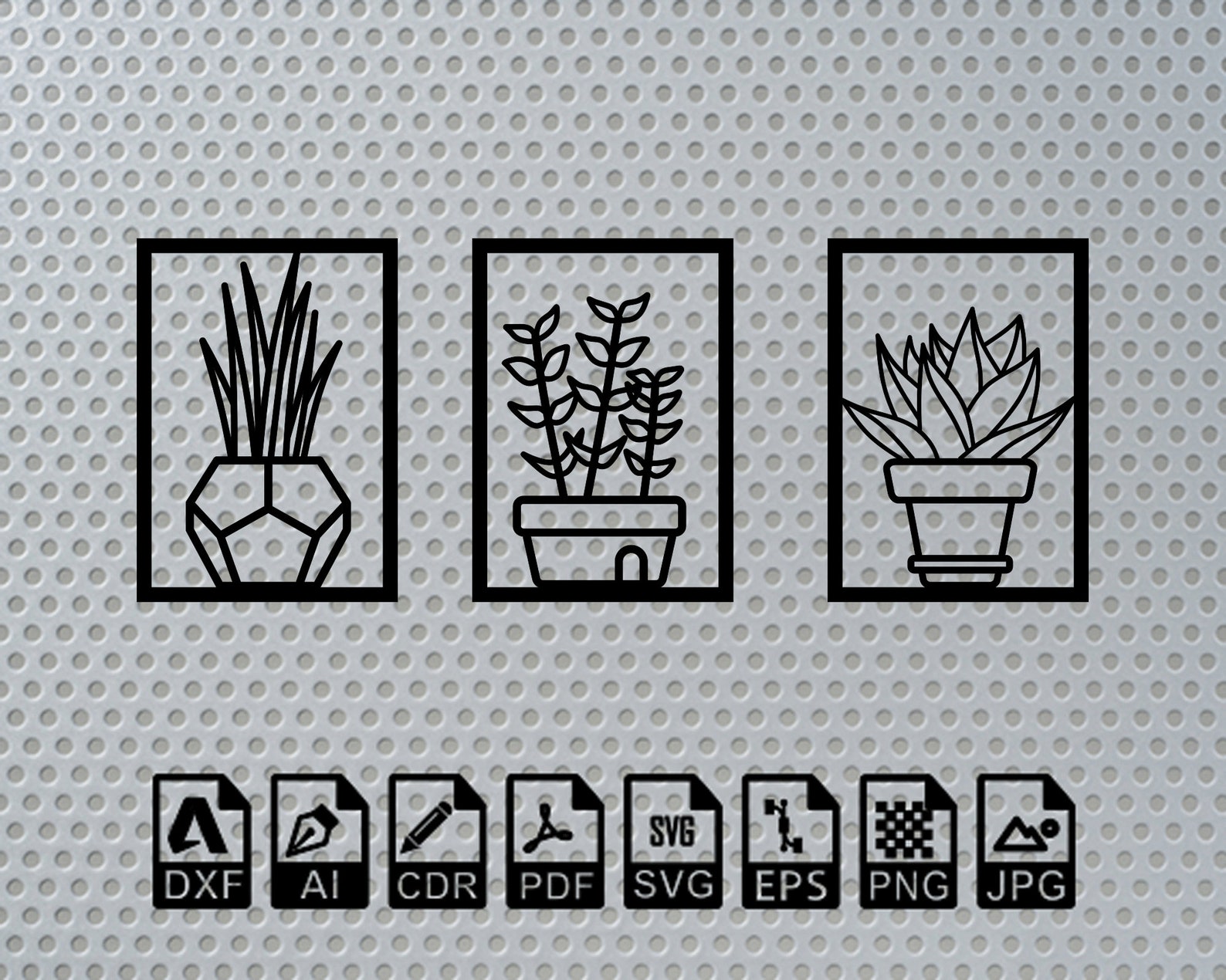 Cactus Flowers Laser Cut Dxf Svg Glowforge Files Wall Art Sticker Vinly ...