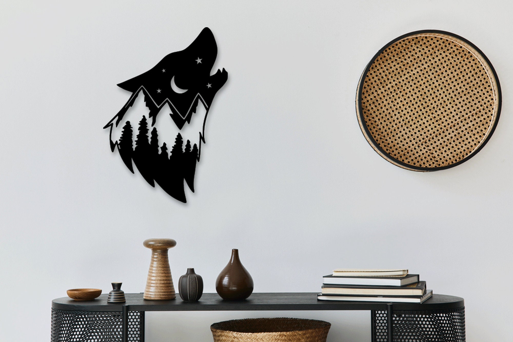 Wolf Mountain Laser Cut Dxf Svg Glowforge Files Wall Art Sticker Vinly ...