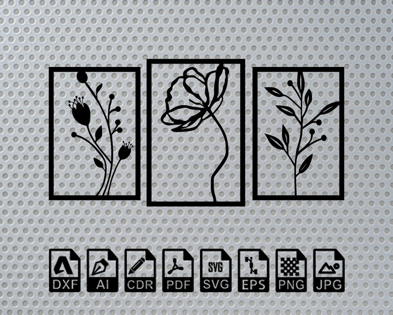 Poppy Dfx File Poppy Flower Leaf Laser Cut Dxf Svg Glowforge Files Wall Art Sticker ...